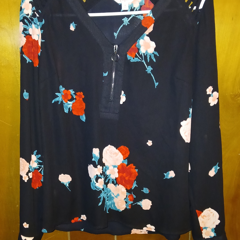 Floral Black Blouse